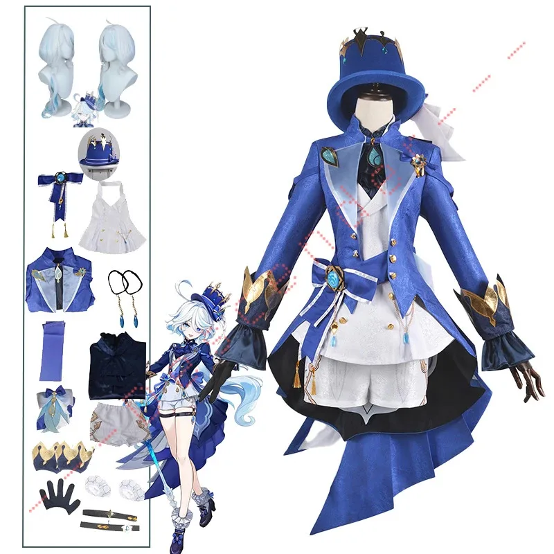 

2026 New Focalors Cosplay Furina Costume Daily Black Clothes Carnival Uniform Wig Halloween Party Role Play Masquerade Gam ★☆❤★☆