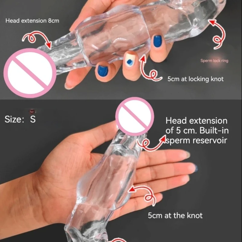 Manicotto elastico per estensione del pene Preservativi riutilizzabili morbidi per l'eiaculazione ritardata Estensore del pene Manicotto per cazzi Giocattoli adulti del sesso per gli uomini