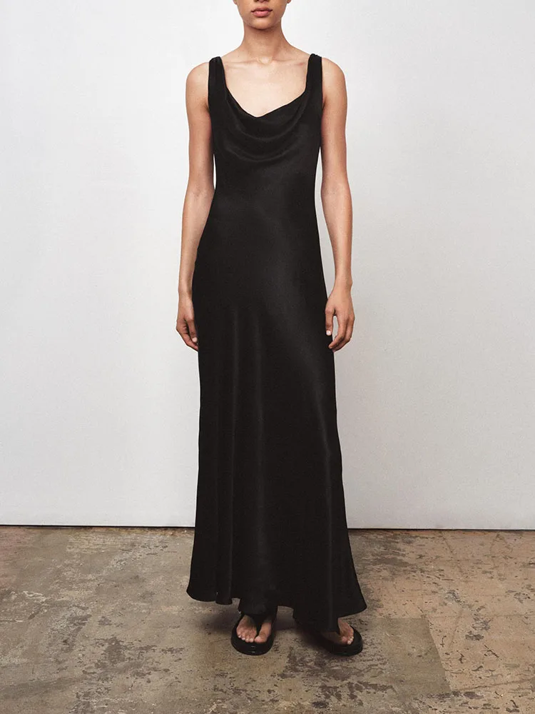 صيف 2025 جديد المرأة حصيرة عالية الراحة الحرير الساتان يشعر حزام الدكتور طويل الأكمام لون نقي التفاف Ne ثوب #1