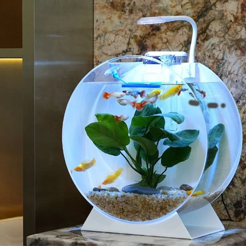 Aquarium accessories multi-size creative home office table or standing acrylic round fish tank