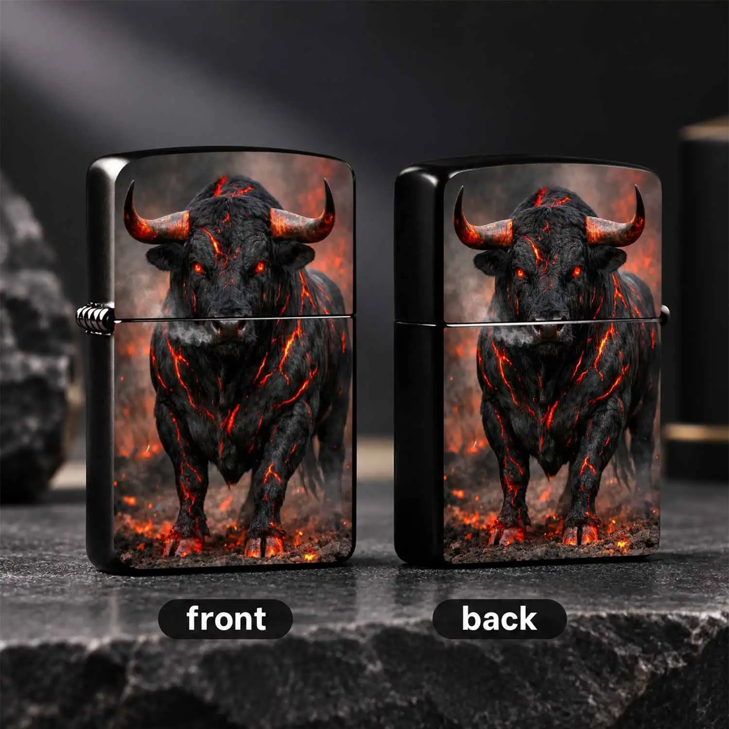 Lava Fire Bull Themed Lighter Cool Dark Mythical Style Exquisite Unique Decorative Ornament Ideal Birthday Festival Gift For Boyfriend And Friends Perfect For Daily Commute Outdoor Camping And All Kinds Of Scenarios Creative Collectible Sty