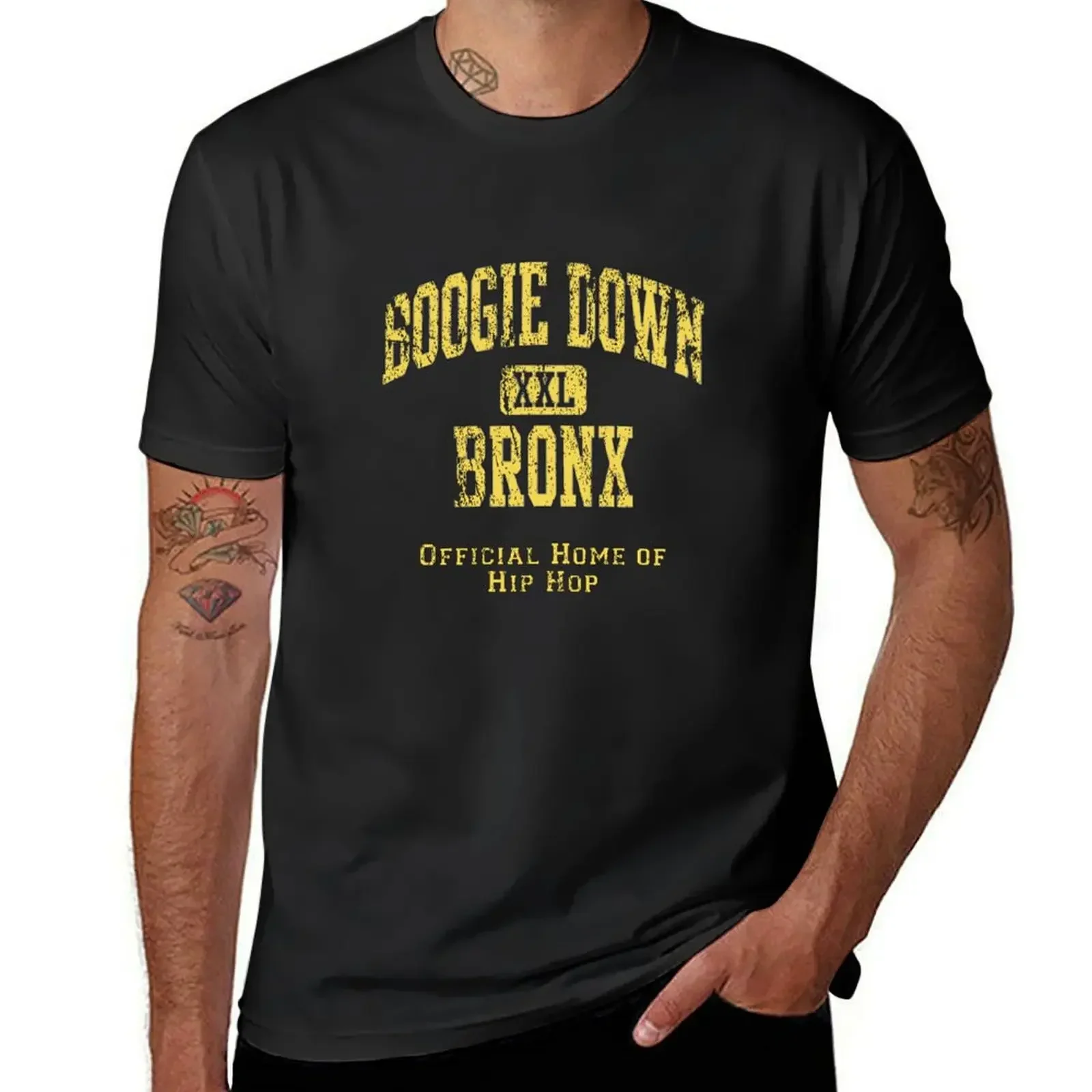 Boogie Down Bronx Official Home of Hip Hop Distressed T-Shirt heavyweights blacks mens white t shirts heavyweight new arrival