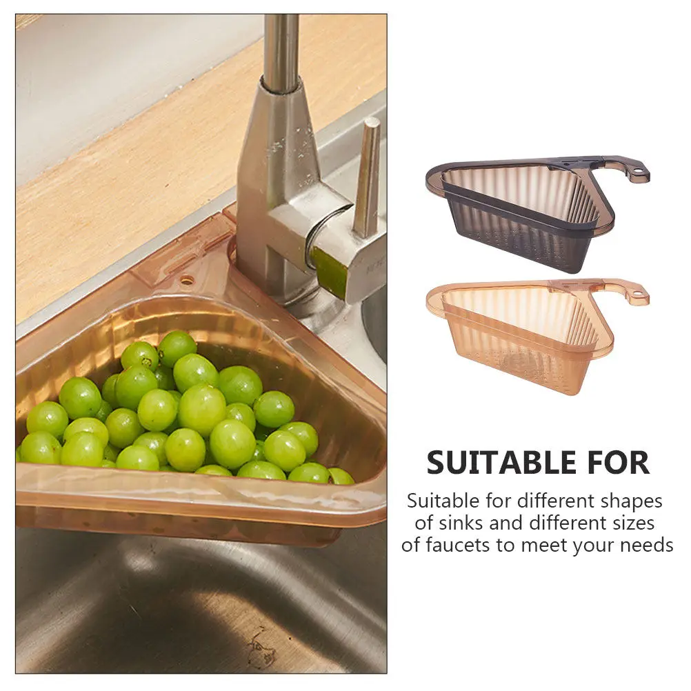 

2Pcs Sink Strainer Basket Kit Triangle Drain Basket for Kitchen Sink Corner Hanging Storage Shelf Filter Leftovers Peel Fast
