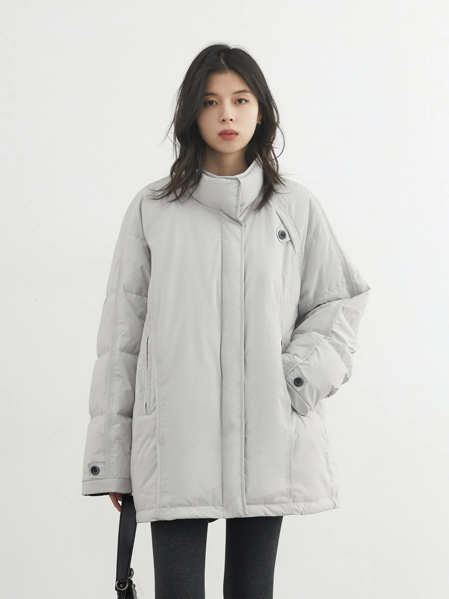 เสื้อโค้ทขนเป็ดขาว 90% สำหรับผู้หญิง รุ่นใหม่จาก CHIC VEN  แบบยาว คอตั้ง  กันลม อุ่น  เสื้อคลุมสำหรับฤดูใบไม้ร่วงและฤดูหนาว ปี 2025