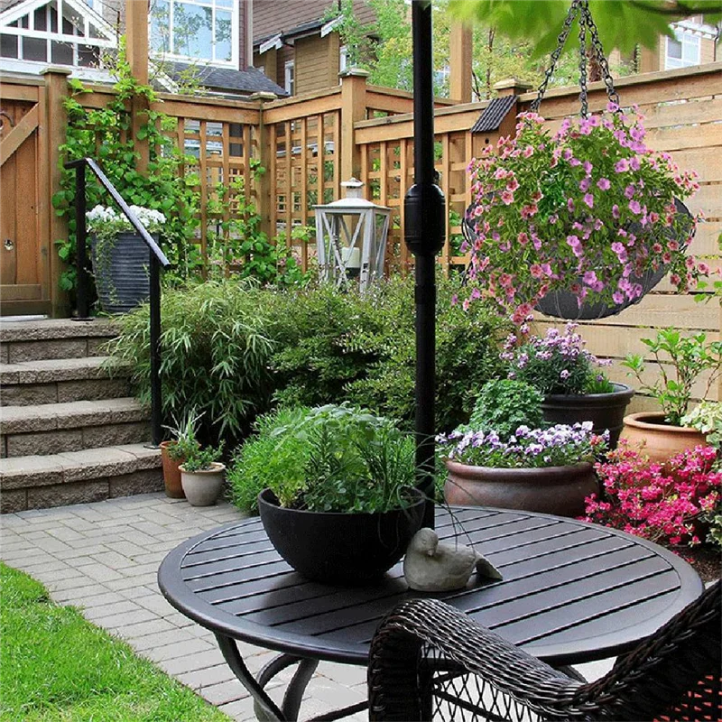 

AB33-6PCS 14 Inch Round Hanging Basket Liners Fabric Hanging Plant Liners Non-Woven Planter Liners For Hanging Baskets Black