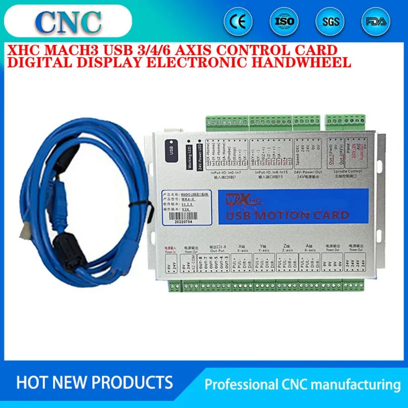 XHC USB CNC kit mach3 3/4/6 axis motion control engraving machine control card wireless electronic handwheel digital display MPG