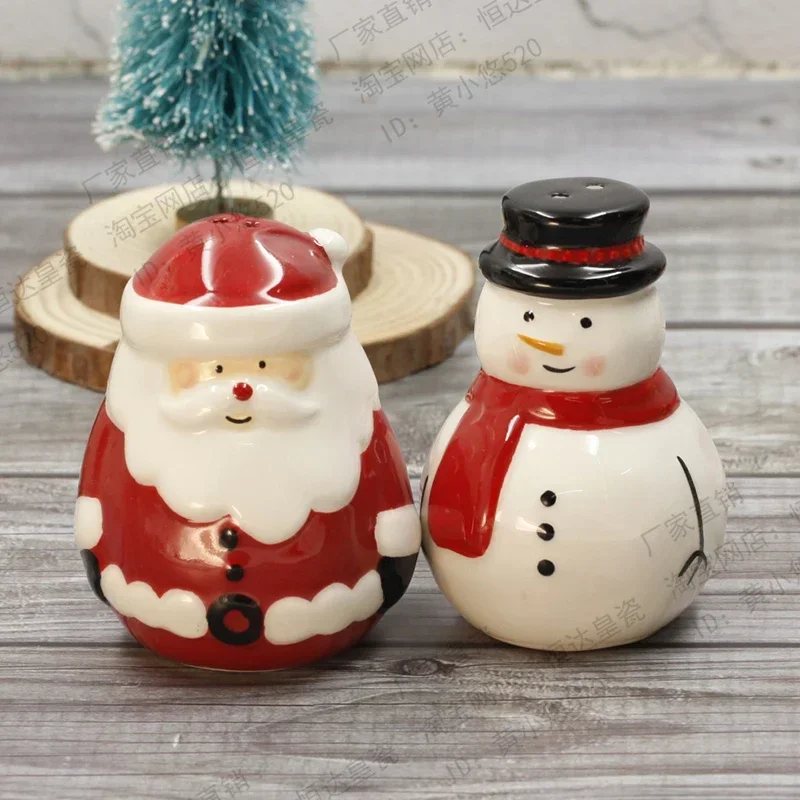 Wan Sheng Christmas Ceramic Seasoning Bottle, 2 Pepper Salt Jars