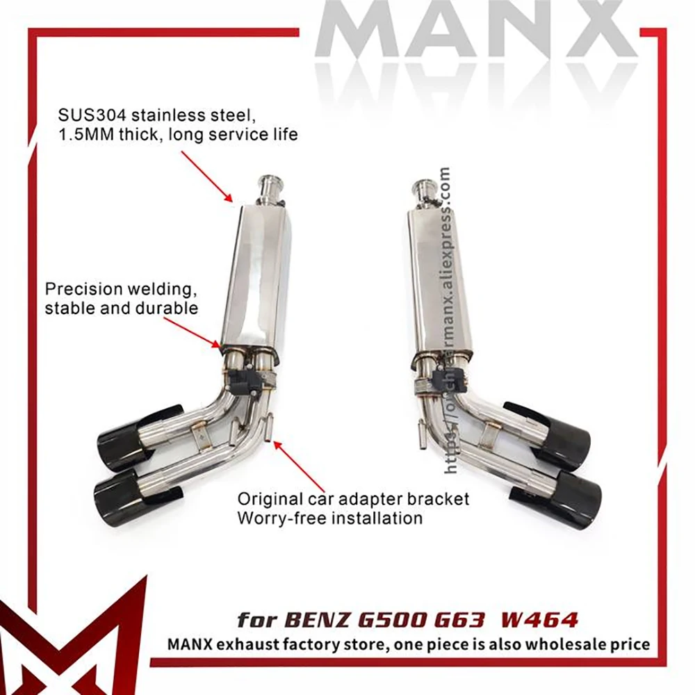 

MANX HMD Exhaust Catback for BENZ G500 G63 W464 SS304 Stainless steel grilled black Tips Increase pipe diameter✈