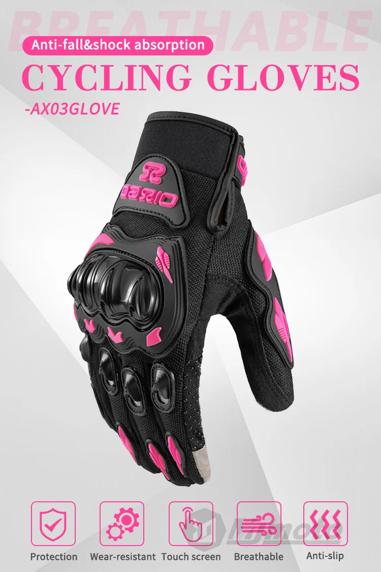 Sommer Dame Rosa Motorrad Handschuhe Frauen Atmungsaktive Motorrad Reiten Handschuhe Anti-herbst Touch Funktion Motocross Moto Biker Handschuhe – Detail 1