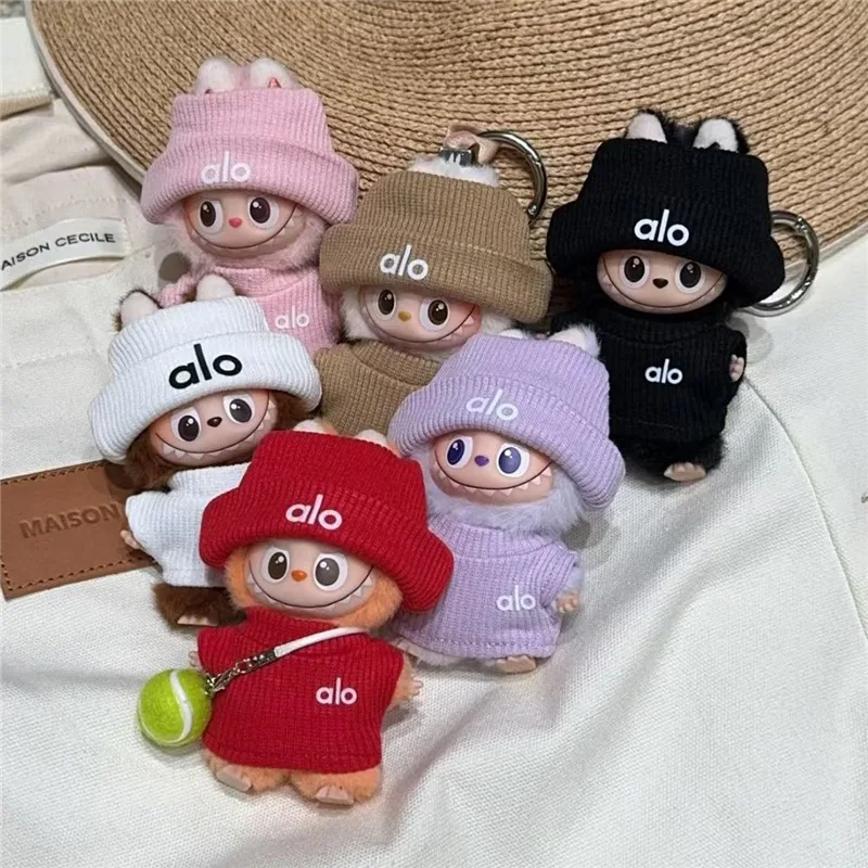 4,0 Mini el Pin de los monstruos para muñeca Labubu bádminton tenis deportes suéter traje ropa zapatos sombrero ropa 15 17cm muñeca de peluche