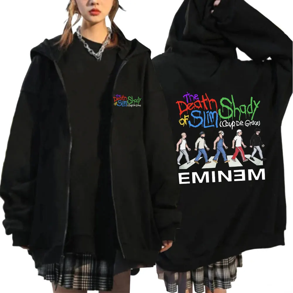 

Rapper Eminem The Death of Slim Shady 2024 New Album Zipper Hoodies Men Women Fashion Zip Up Sweatshirt Casual Pullovers Jackets