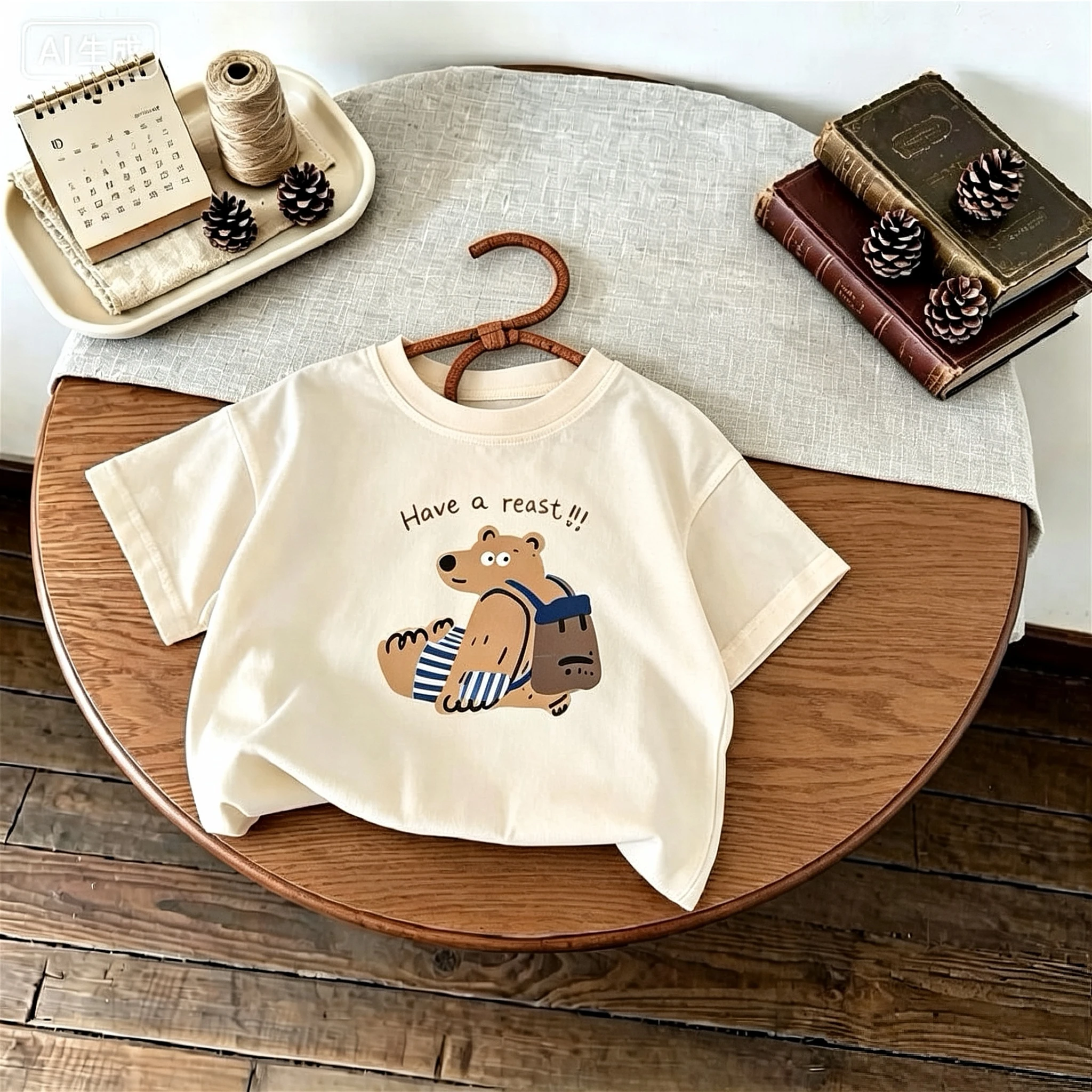 Bear Pattern Cute Kids T-shirts Summer Clothing Fashion Popular Children's Wear Tops Short-sleeved Tees Girl Boy Casual Tshirts