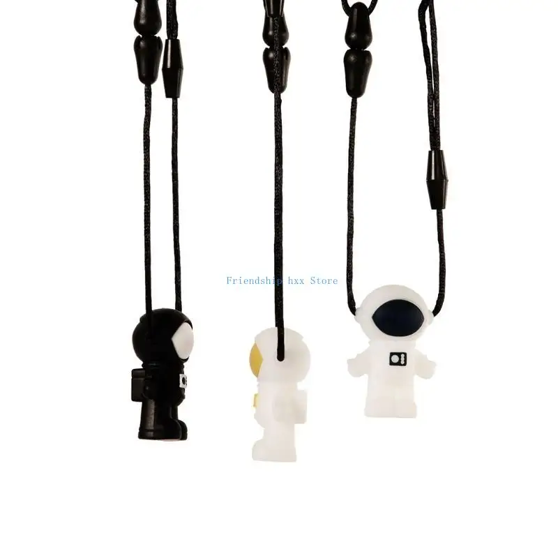 

F1CB Silicone Astronaut Teether Autism Sensory Chewing Necklace Toddler Teething Toy