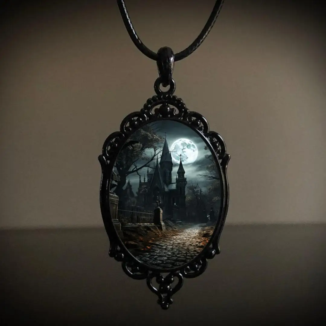 2024 New Halloween Gift Gothic Crow Forest Mystic Witch Gloomy Be Used For Car Castle Pendant Accessories,bag Charm Necklace