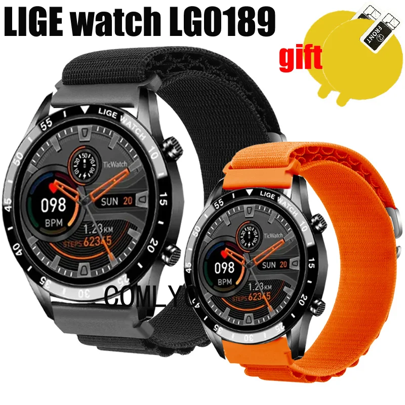 

Ремешок 3 в 1 для смарт-часов LIGE LG0189, нейлоновый мягкий браслет с ремешком, Защитная пленка для экрана