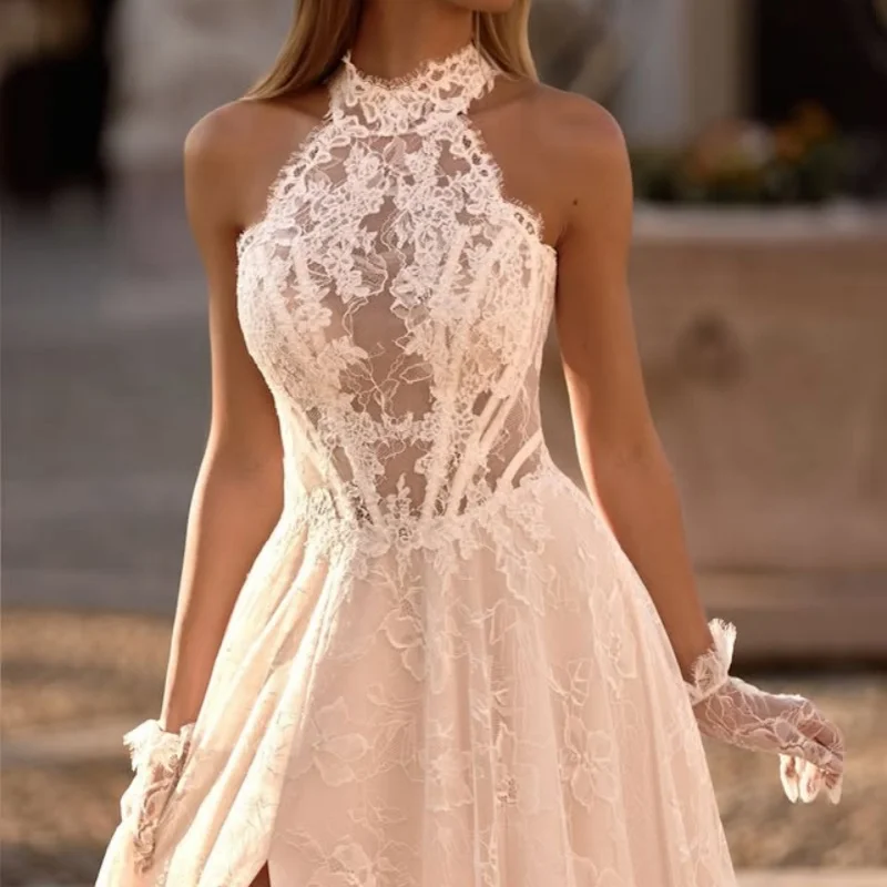 

Lace ivory white Wedding Dresses off-shoulder The corset decal Bridal Gowns vent A skirt decoration multi-layer Made ﻿Customize