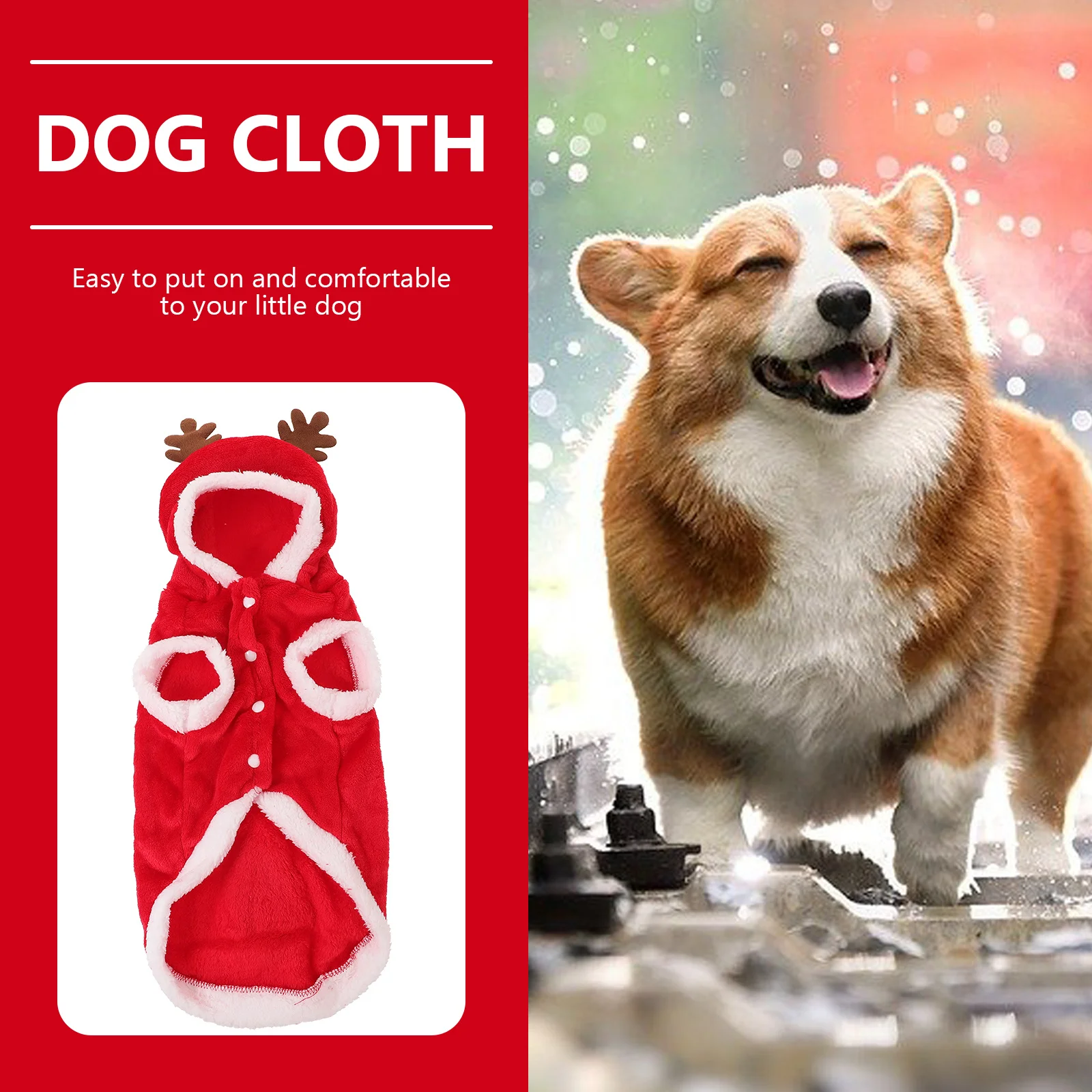 

Trendy Elk Christmas Dog Clothes Warm Flannel Party Costume Puppy Clothes Size M Durable for Outdoor Walking Jogging Special