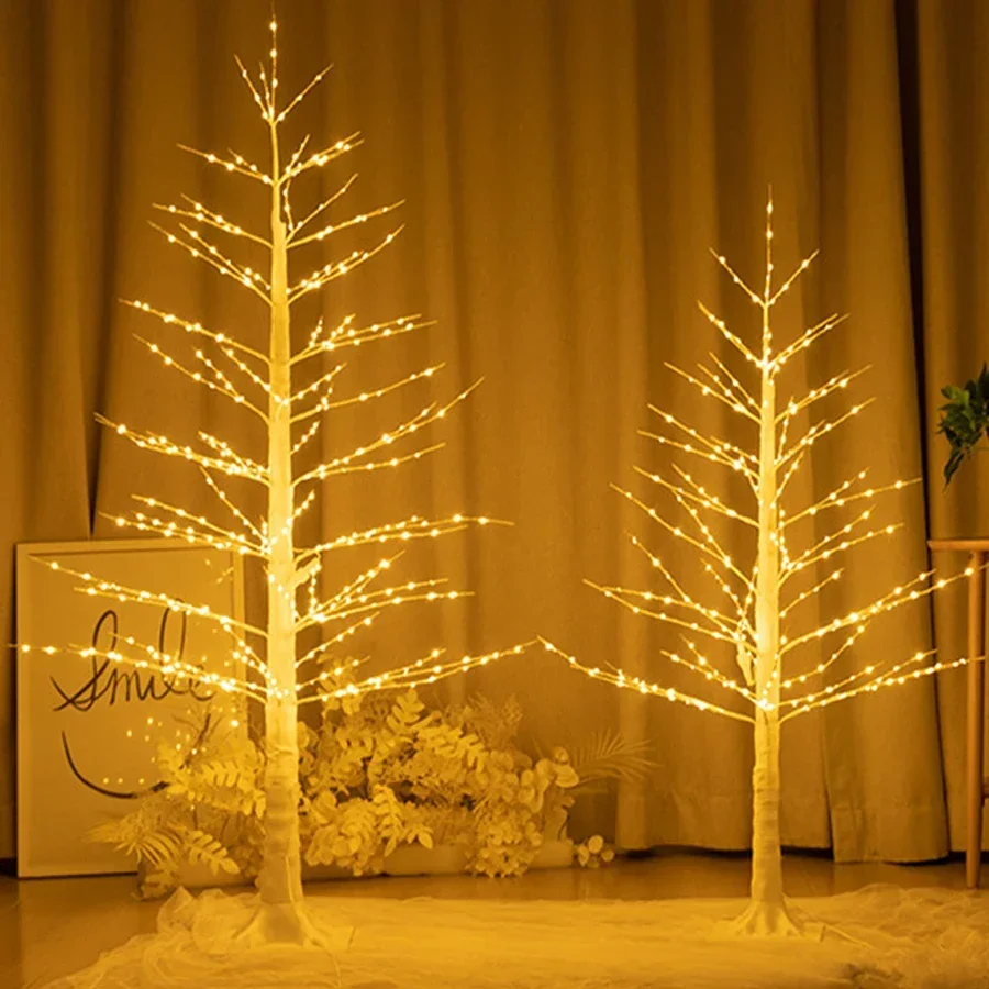 

LED Artificial Lighted Christmas Lamp DIY Birch Tree 1.2/1.5/1.8M with Fairy Lights Lighted up USB Powered Lighted Spirit Tree