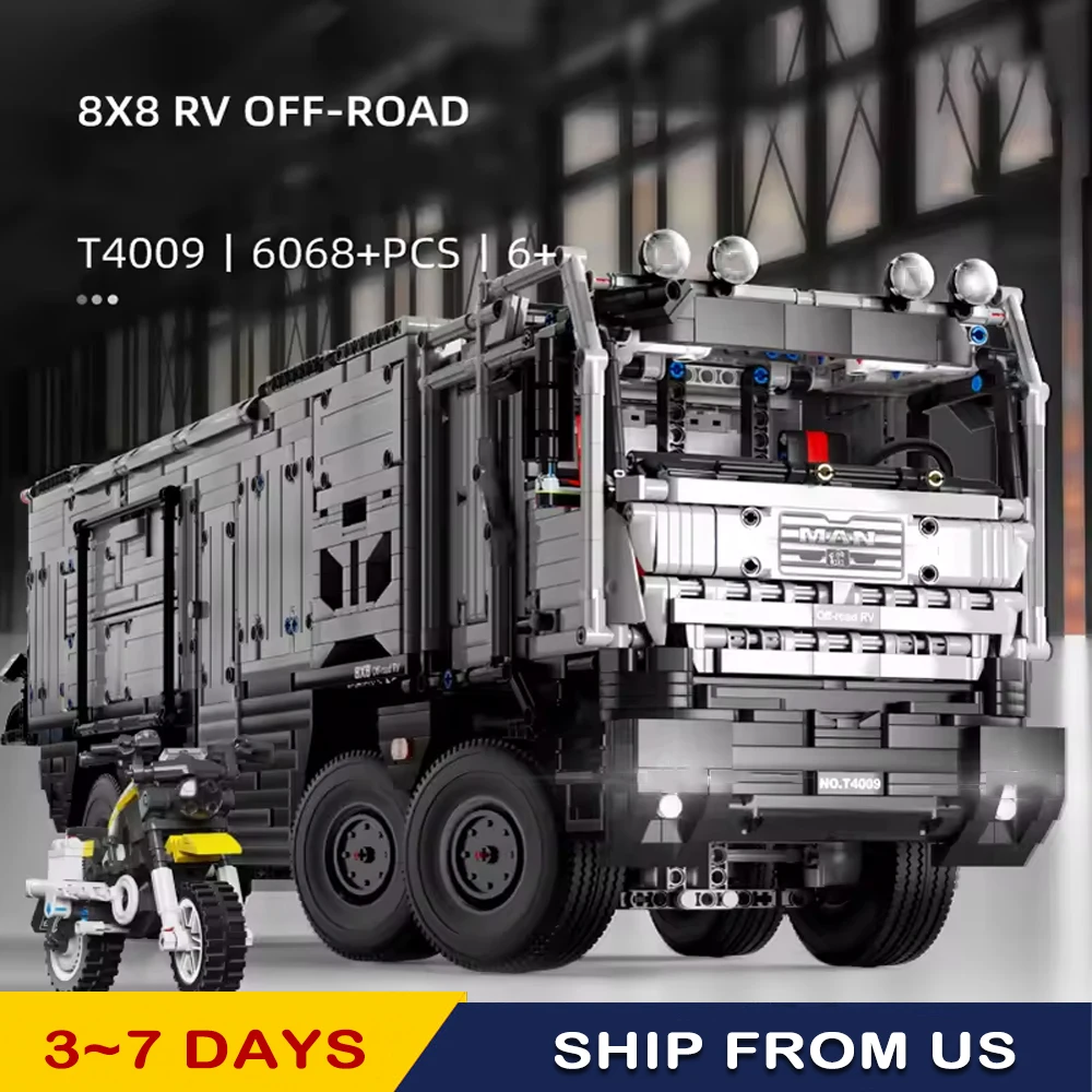 

В наличии Технические 8x8 внедорожные строительные блоки RV Car Mordigro Сборка Кемпер для отдыха Подарочные игрушки для взрослых Moc