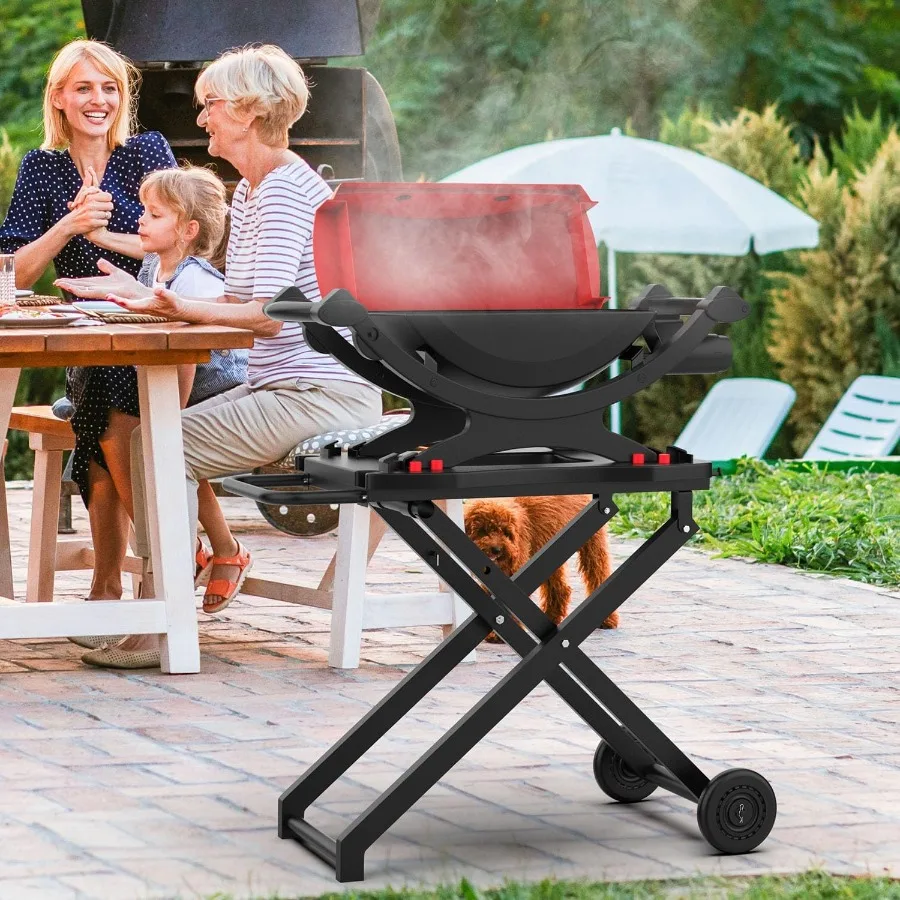 حامل شواية محمول لشوايات سلسلة Weber Q بما في ذلك عربة Q1200 Q1000 Q2000 Q1400 شديدة التحمل قابلة للطي بعجلتين