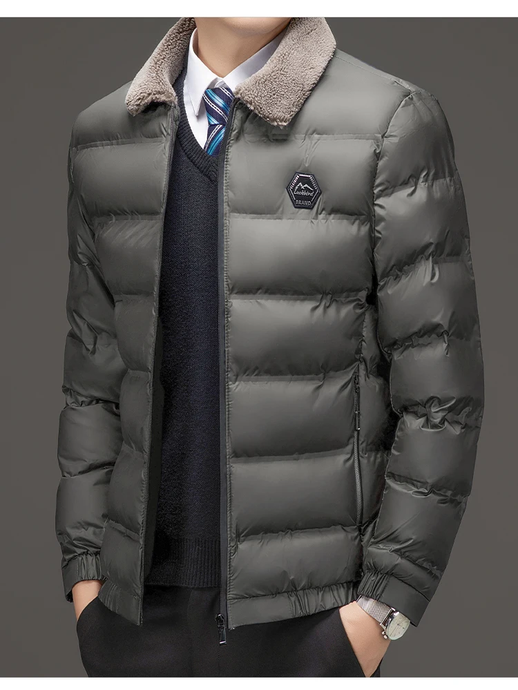 Men's Winter padded Clothing New Fashion Solid Color Thickened Windproof Casual Business Lapel Thermal Coat Men Graphene Jacket