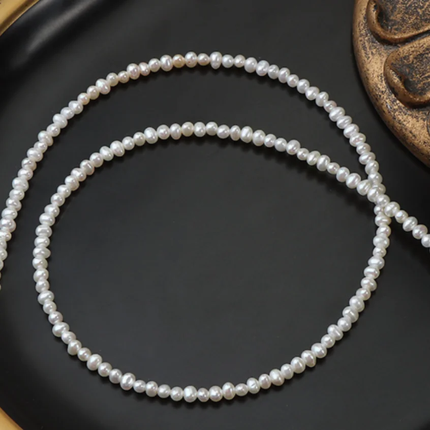 

New Charming 16.5" 3-4mm Genuine Cultured white Pearl Necklace
