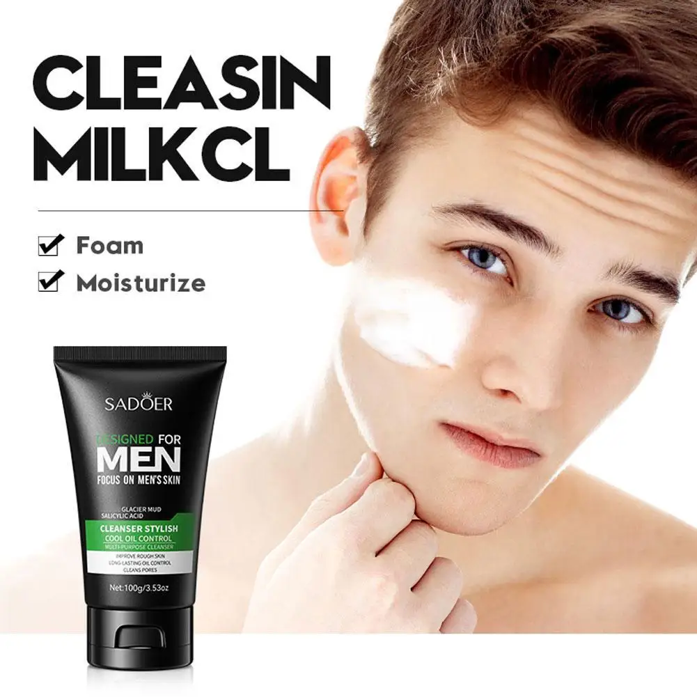 100g Moisturizing Facial Cleanser For Men Oil Control Deep Cleaning Face Wash Blackhead Removal Skin Care Prodcuts