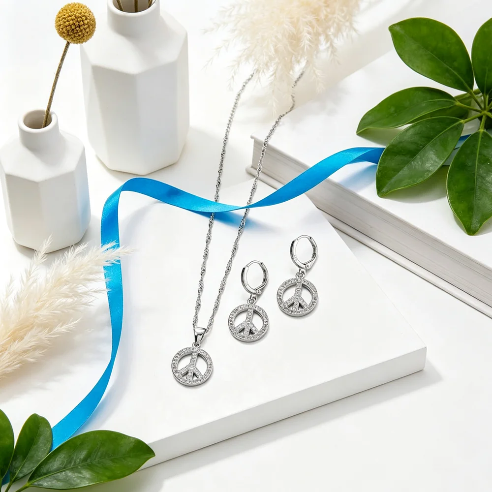 New Fashion Genuine 925 Sterling Silver Hollow Round Necklace Earrings Set For Women Female Party Jewelry High Quality Wholesale