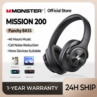 Monster MISSION 200 Wireless Headset Foldable Bluetooth Earphones, Punchy Bass Headphones for PC Laptop phone Steam Switch