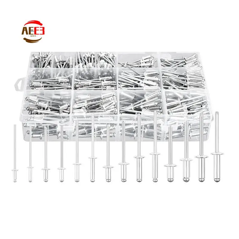 AEE3-600Pcs Blind Rivet Combination Set 14 Sizes Aluminum Rivets 3/32Inch 1/8Inch 5/32Inch 3/16Inch, Assorted Rivets