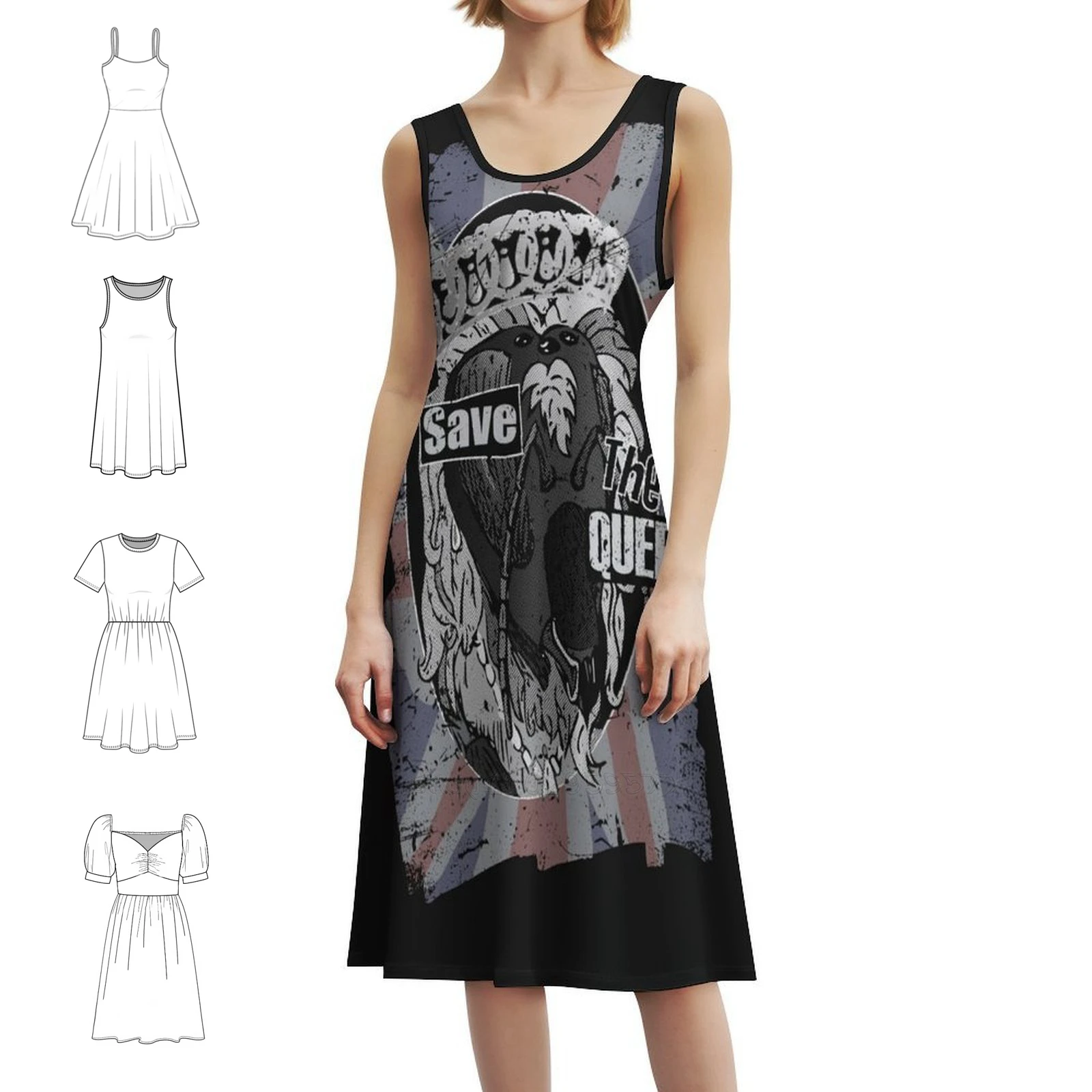 فستان بوهيمي عتيق من God Save The Queen Bee بأكمام منتفخة أو خيارات بدون أكمام للنساء فستان Punk Bee Honey Queen God Save #1