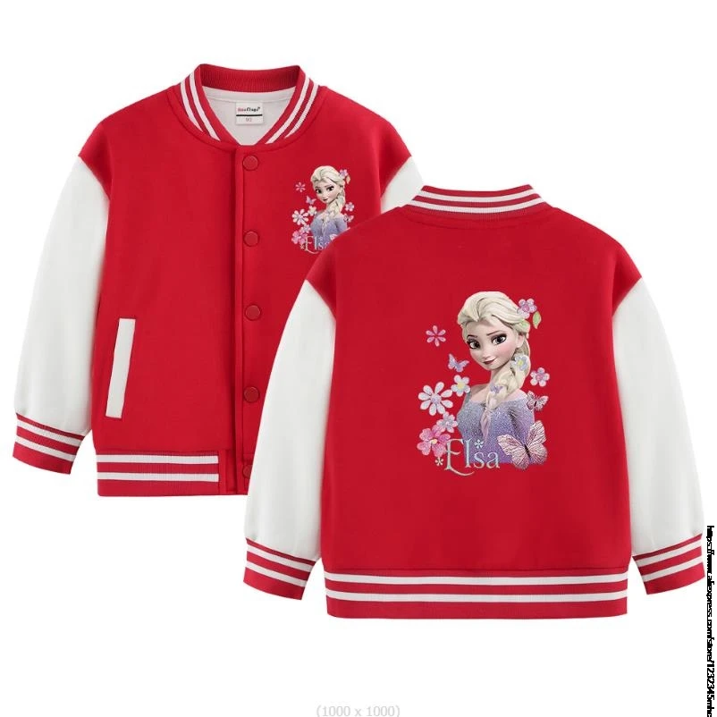 Spring Autumn Children ​Jacket  for 1-8yrs Boys Girls Frozen Elsa Cartoon Print Baseball Uniform Fashion Girl Boy Kid Coat