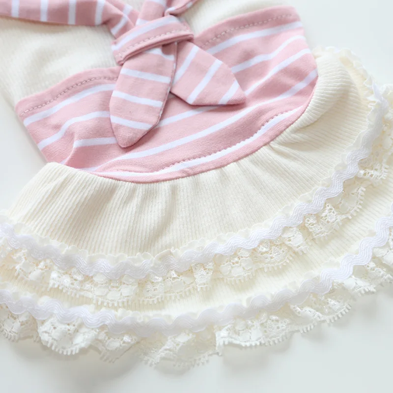 الكلاب والقطط فستان/تي شيرت مخطط وشاح تصميم الحيوانات الأليفة جرو قميص الربيع/ملابس الصيف الزي