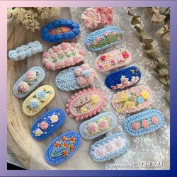 1 Pcs New Handmade Embroidery Knitting Wool Hairpin BB Barrettes for Women Kids Snap Hairgrips Baby Hair Accessories