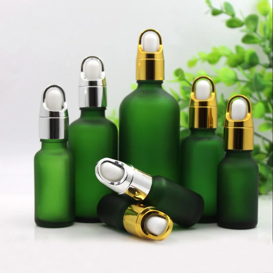 100ml green/blue/brown/clear glass bottle gold silver basket lid essential oil serum moisture sample liquid  cosmetic packing