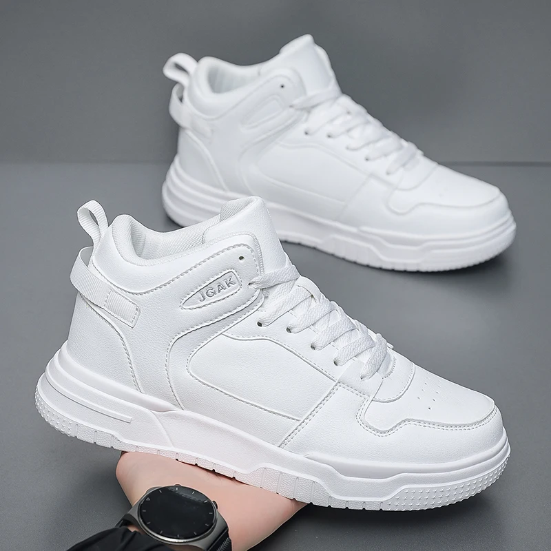 حجم كبير 50 51 52 أحذية رياضية من الجلد الرجال عالية أعلى أحذية رياضية الكاحل موضة أحذية التزلج الشقق موضة أنيقة