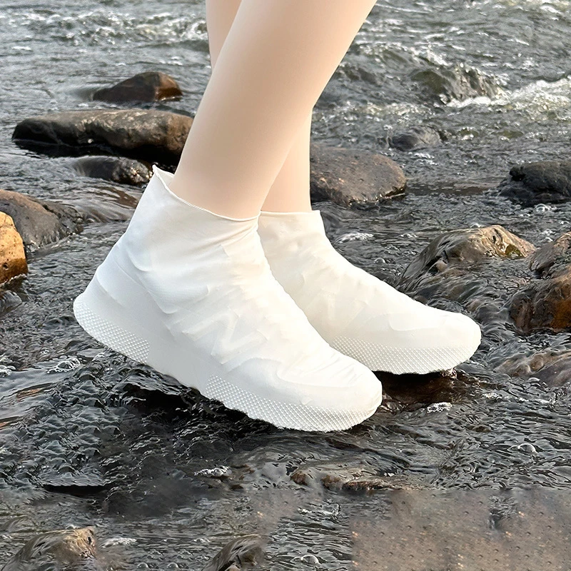 

1/2 Pair Latex WaterProof Shoe Covers Unisex Shoes Protectors Reusable Non-Slip Rain Boot Overshoes Walking Shoes Accessories