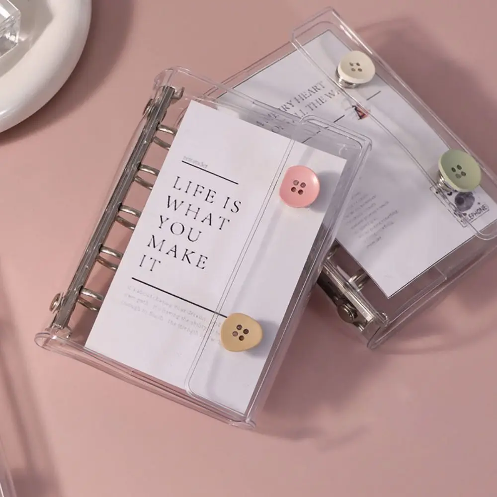 Fashion Transparent M5 binder Multiple Colors double-buckle Loose leaf notebook PVC 5-hole Mini binder Diary