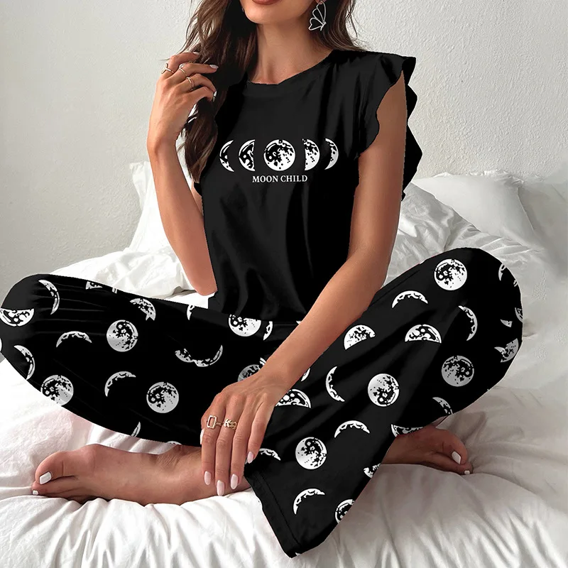 جديد نفخة الأكمام مجموعة سيدة عارضة الراحة المحملة السراويل قصيرة الأكمام منامة مجموعات عارضة Homewear 2PCS المتسكعون