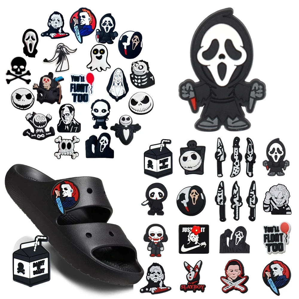 

Mix Halloween Black and White Classic Shoe Charms DIY Craft Accessories for Cool girl handsome guy &Birthday Gifts&Xmas Surp