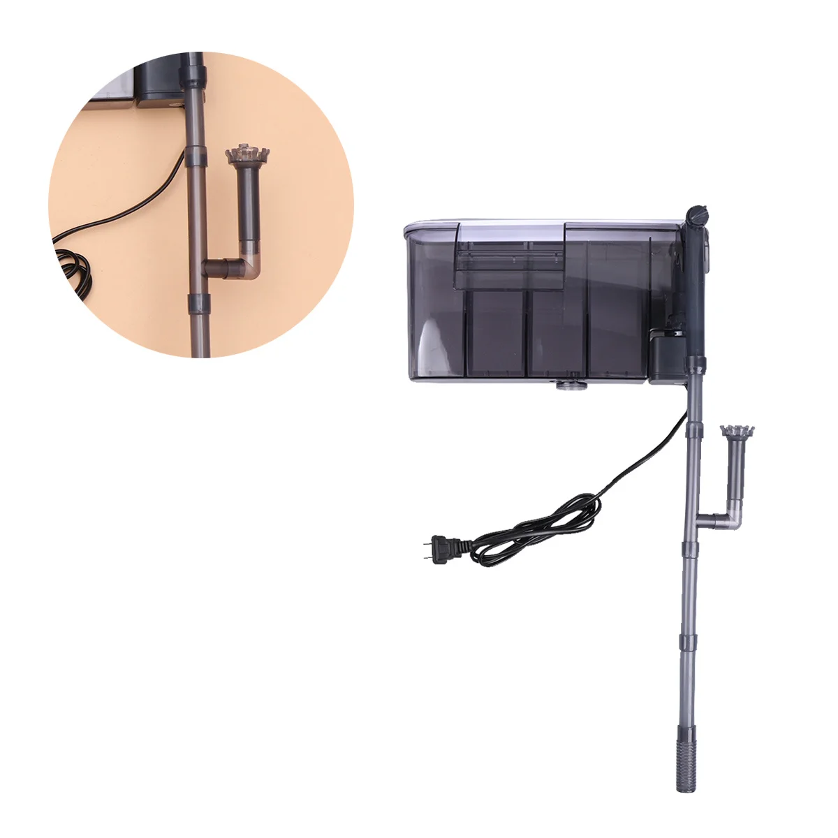 

Hanging Filter Wall Mounted Aquarium Filtration System with Adjustable Flow Oxygenation for Fresh Salt Water Tanks Xp-13 4.8W