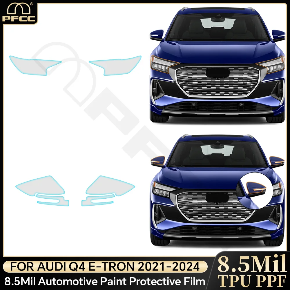 

Car Headlight Film Precut Paint Protection Film Clear Bra TPU Transparent PPF TPU For Audi Q4 E-TRON 2021-2024 8.5mil