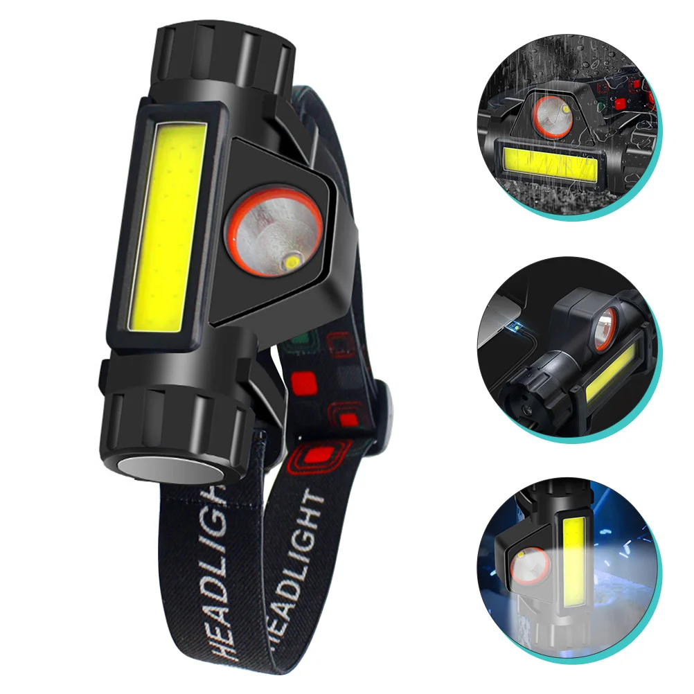 

Head Mounted Flashlight ABS Rechargeable LED Headlamp Portable Wear Mounting Large Capacity USB Charge Outdoor
