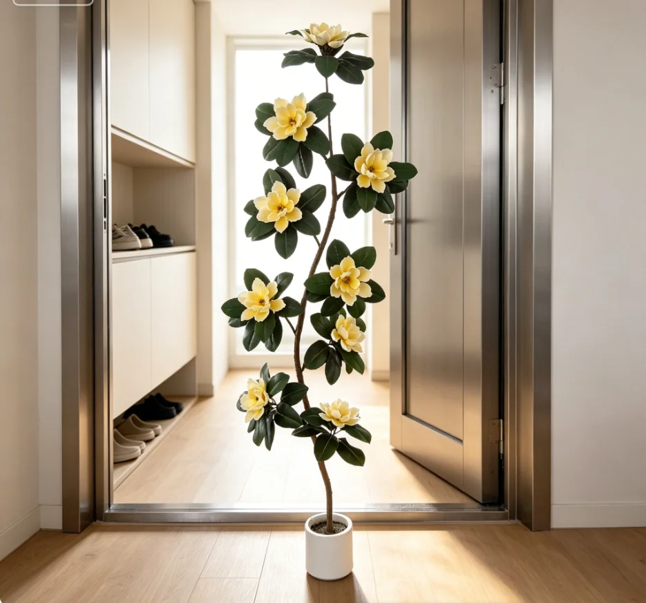 

Realistic 2.1m Artificial Magnolia Tree Indoor Floor Potted Plant For Home Decor Landscape Greenery