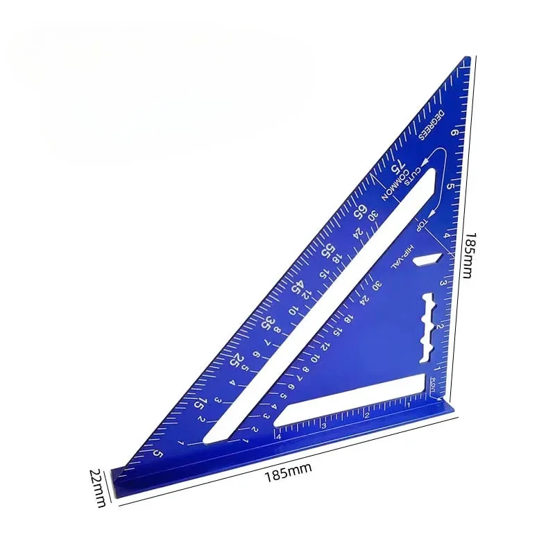 7inch Metric Triangle Ruler Aluminum Alloy Angle Protractor Speed Metric Square Measuring Ruler for Woodworker Carpenter Tool