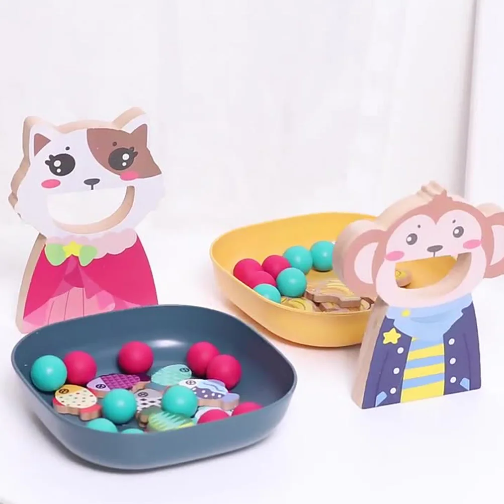 

1 set 1 Set Of Feeding Interactive Wooden Cognitive Plaything Chopsticks Exercise Training Tool Simulated Learning Game For Kids