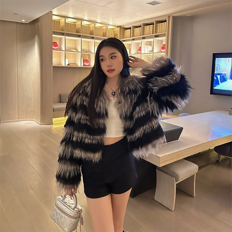 2023 Autumn High-quality Women's Fur Short Coat Luxury Fox Hair Woven Casual Warm Temperament Coat Fashion Charm Fur Coat