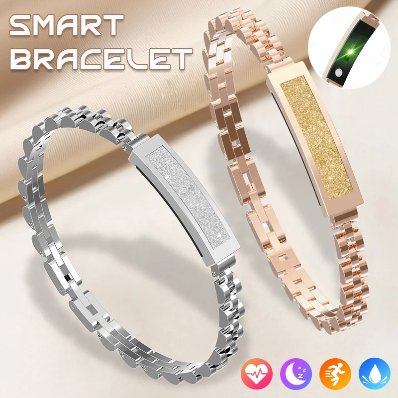 

LIGE Women's Smart Bracelet Zinc Alloy No Screen Smart Watch Band Heart Rate Blood Oxygen Bluetooth Connected Phone Girls Gift