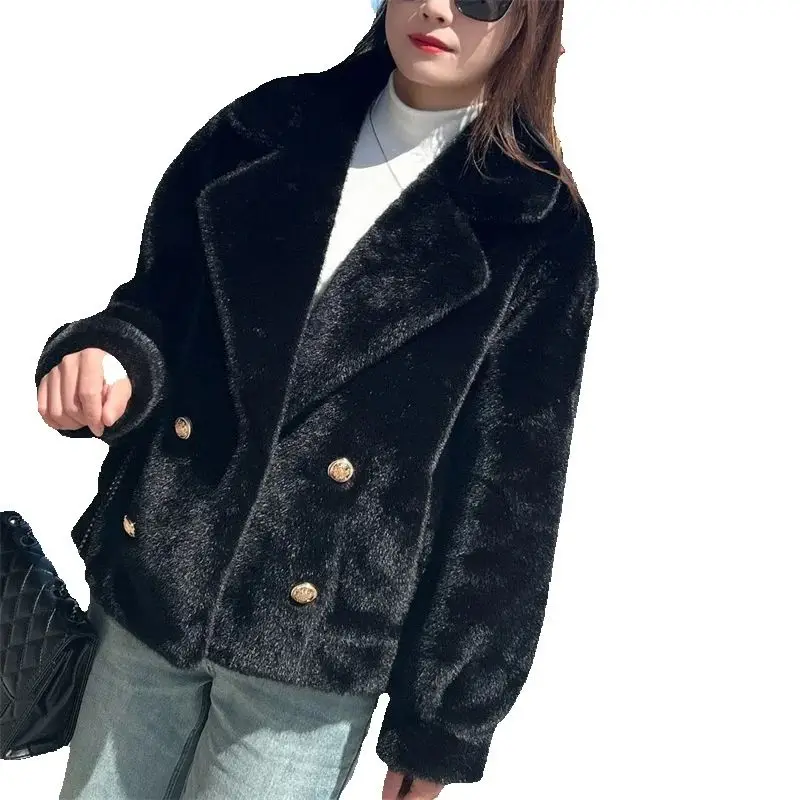 Nueva chaqueta de piel de visón para mujer, abrigo corto versátil integrado de piel gruesa, abrigo de invierno, prendas de vestir exteriores para mujer coreana, recibe el alabanza alta