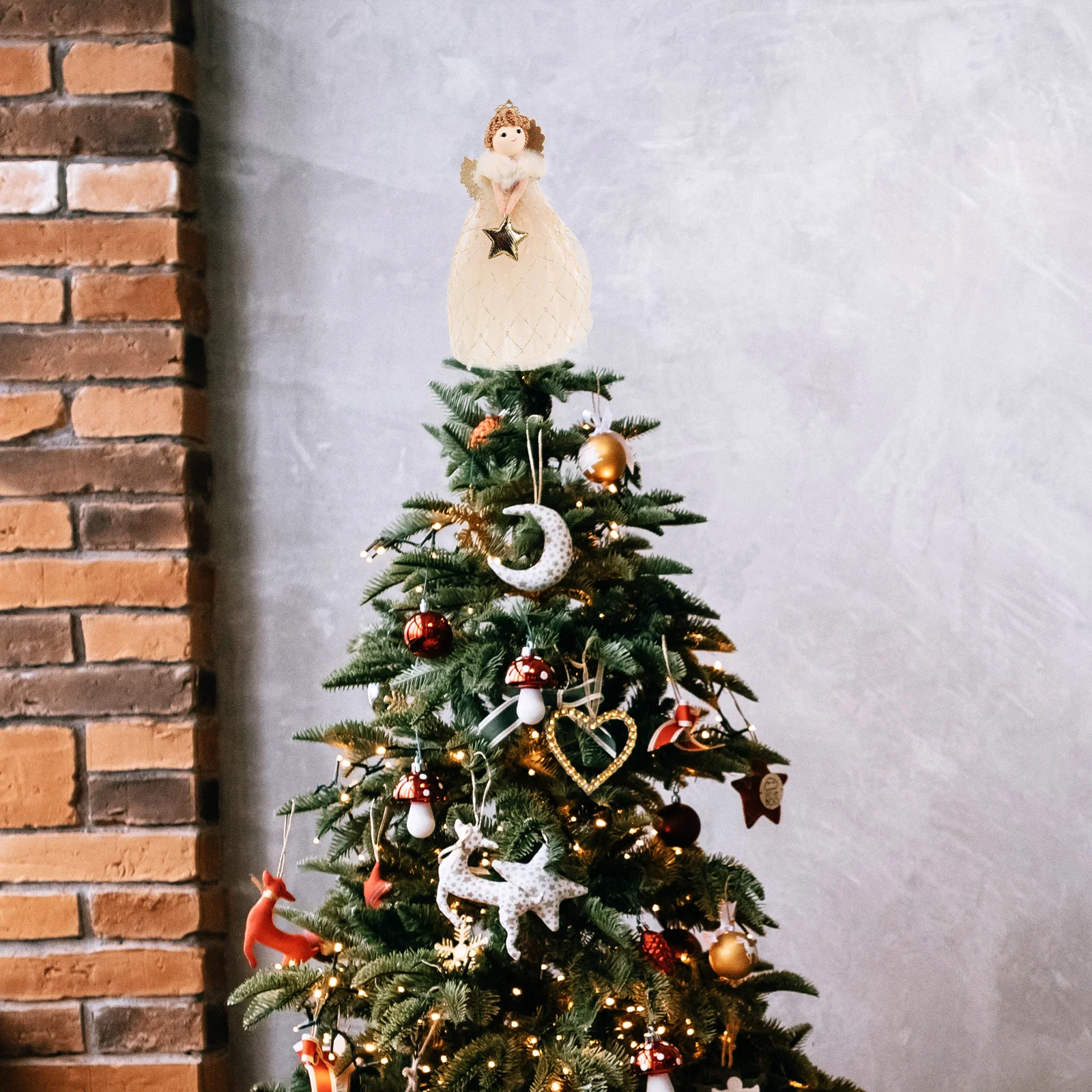 

Angel Christmas Tree Topper Lovely Cartoon Hanging Ornament for Christmas Party Small Angel Statue Xmas Tabletop Decoration